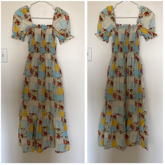 Floral Puff Sleeve Patchwork Nap Style Dress XS to S NWOT - Picture 6 of 10